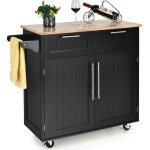 Costway desserte / chariot de cuisine  roulettes - 94x45x945 cm - 2 tiroirs - 2 portes - porte - serviettes ...