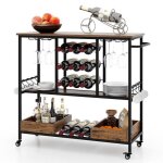 Costway desserte de cuisine  3 tages sur roues chariot de bar avec porte - verres porte - bouteilles ...