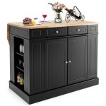 Costway desserte de cuisine ilot central cuisine - plans de travail rabattable tiroirs 2 portes tagre ...
