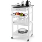 Costway desserte cuisine � roulettes avec tiroir et panier en fil m�tallique chariot de service avec ...