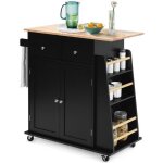 Costway desserte de cuisine sur roulettes avec plateau en bois dhévéa îlot chariot de service avec porte ... Costway desserte de cuisine sur roulettes avec plateau en bois dhévéa îlot chariot de service avec porte ...