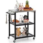 Desserte de cuisine � 3 niveaux costway - 4 roues universelles - plateau en acier inoxydable 614 x 41 ...