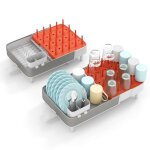 Costway �gouttoir � vaisselle en acier inoxydable & pp extensible avec porte - couverts amovible porte ...