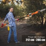Costway elagueuse sur perche tlescopique 212 - 286 cm 750w tte rglable rservoir dhuile 60 ml guide ...
