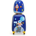 Valise et sac  dos pour enfants - costway - thme arienne bleu - coque rigide - poigne rtractable ...