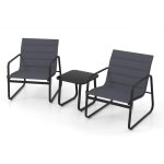 Costway ensemble 3 pi�ces table et chaises de jardin ext�rieur coussins amovibles plateau en verre tremp� ...