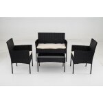 Costway ensemble 4 pi�ces table et 2 chaises de jardin en rotin pe causeuse 2 places mobilier dext�rieur ...