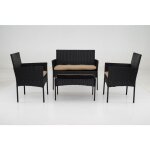 Costway ensemble 4 pi�ces table et 2 chaises de jardin en rotin pe causeuse 2 places mobilier dext�rieur ...