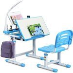 Costway ensemble bureau et chaise avec lampe enfants inclinable 0 - 40° hateur réglable et table à dessin ... Costway ensemble bureau et chaise avec lampe enfants inclinable 0 - 40° hateur réglable et table à dessin ...