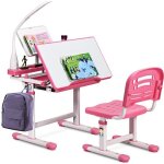 Costway ensemble bureau et chaise avec lampe enfants inclinable 0 - 40� hateur r�glable et table � dessin ...