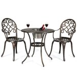 Costway ensemble pour jardin 3 pièces table et 2 chaises avec seau à glace amovible accoudoir en fonte ... Costway ensemble pour jardin 3 pièces table et 2 chaises avec seau à glace amovible accoudoir en fonte ...