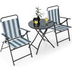 Costway ensemble repas de jardin table exterieur avec chaises pliantes set de balcon charge max. :150 ...