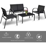 Costway ensemble salon de jardin 4 places 2 fauteuils 1 canapé et 1 table basse en verre tissu en textilene ... Costway ensemble salon de jardin 4 places 2 fauteuils 1 canapé et 1 table basse en verre tissu en textilene ...