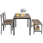 Costway ensemble table et 2 chaise 1 banc - 4 personnes industriel structure en métal pour salle à manger ... Costway ensemble table et 2 chaise 1 banc - 4 personnes industriel structure en métal pour salle à manger ...