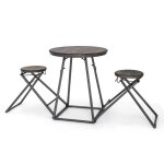 Costway ensemble de table et 2 tabourets pliables cadre en m�tal robuste mange debout industrielle pour ...