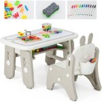 Costway ensemble table et chaise enfant 39 accessoires - 2 planches  dessin magntique effaable tagre ...