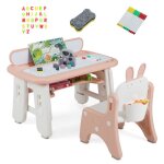 Costway ensemble table et chaise enfant - 39 accessoires - 2 planches � dessin magn�tique effa�able - ...