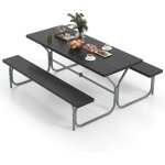 Costway ensemble table et chaises de jardin pour 8 personnes trou pour parasol table de pique - nique ... Costway ensemble table et chaises de jardin pour 8 personnes trou pour parasol table de pique - nique ...