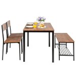 Costway ensemble table à manger et 2 chaise 1 banc - 4 personnes industriel structure en métal pour restaurant ... Costway ensemble table à manger et 2 chaise 1 banc - 4 personnes industriel structure en métal pour restaurant ...