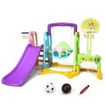 Costway ensemble toboggan balan�oire 6 en 1: basket - ball football escalade jeu boucle - exterieur int�rieure ...