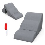 Costway escalier pour chien chat en mousse 3 marches charge 30kg rampe pour animaux avec fond antid�rapant ...