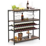Costway �tag�re / casier � vin 22 bouteilles porte - bouteille avec 4 porte - verres style industriel ...