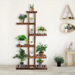 Costway �tag�re � fleurs en bois sapin � 6 niveaux 75 x 25 x 1405 cm porte - plantes d�coration pour ...