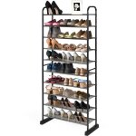 Costway tagre meuble  chaussures 10 niveaux pour 50 paires avec tagre amovible et cadre en mtal ...