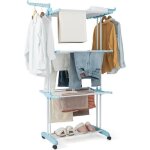 Etendoir  linge mobile 4 niveaux costway - schoir  linge  roulette pliable - aile latrale - 2 porte ...