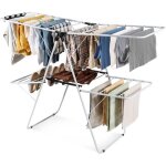 tendoir linge pliable costway - 33 barres 26 pinces  chaussettes - sechoir  linge  2 niveaux grande ...