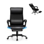 Costway fauteuil de bureau pivotant dossier inclinable ergonomique avec repose - pieds rglable en hauteur ...