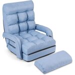 Chauffeuse convertible costway - bleu - 5 positions réglables - oreiller inclus Chauffeuse convertible costway - bleu - 5 positions réglables - oreiller inclus
