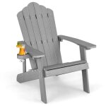 Costway fauteuil de jardin adirondack en hips bois massif impermable avec porte - gobelet charge 170kg ...