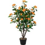 Costway fleur artificielle camlia 37 ttes rsistantes aux uv 100 cm avec pot dco de maison nuptiale ...