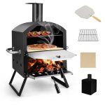 Costway four  pizza extrieur  2 couches etagre du milieu amovible avec pierre  pizzagrille pelle ...