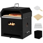 Costway four  pizza extrieur 4 en 1  bois / granuls  2 couches pierre  pizza 30 cm temprature ...