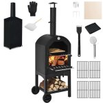 Costway four  pizza extrieur au charbon de bois avec pierre  pizzagant anti - brlurehousse tanche2 ...
