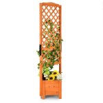 Costway jardinire sur pied avec treillis en bois de sapin 545x52x180cm bac  fleurs avec trous de drainage ...