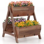 Costway jardinière surélevée en bois de sapin - 3 bacs à fleurs trous de drainage - jardinière sur pieds ... Costway jardinière surélevée en bois de sapin - 3 bacs à fleurs trous de drainage - jardinière sur pieds ...