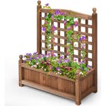 Costway jardinière avec treillis en bois 645 x 28 x 75 cm bac à fleurs rectangulaire avec trous de drainage ... Costway jardinière avec treillis en bois 645 x 28 x 75 cm bac à fleurs rectangulaire avec trous de drainage ...