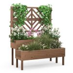 Costway jardinire avec treillis en bois de sapin bac  fleurs rectangulaire avec trou de drainage pour ...