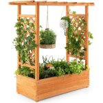 Costway jardinire avec treillis latraux et toit suspendu bois sapin pr - huil 110x44x1135 cm bac ...