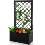Costway jardini�re avec treillis en m�tal 63x31x124cm bac � fleurs r�sistance aux intemp�ries pour plante ...