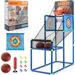 Costway jeu de basket - ball arcade enfants 2 en 1 jeu de balles collantescompteur electronique avec ...