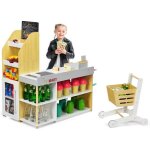 Costway jeu dimitation jouet de supermarch pour enfant marchande en bois avec caisse de supermarch ...