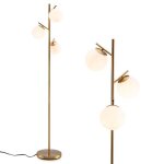 Lampadaire salon à 3 abat - jours moderne costway - h 169cm en verre e27 - interrupteur à pied - poteau ... Lampadaire salon à 3 abat - jours moderne costway - h 169cm en verre e27 - interrupteur à pied - poteau ...