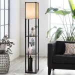 Costway lampadaire salon avec 3 etagres de stockage en bois 26 x 26 x 160 cm lampe sur pied design scandinave ...