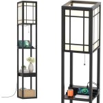 Costway lampadaire salon 16m en bois avec 2 ports usb1 tiroir et 3 etagres de stockage etagre de prsentatio ...