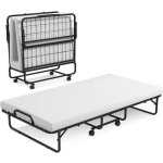 Costway lit d?appoint - 4 roues universelles - matelas en mousse de 10cm - charge 180kg - lit pliant ...
