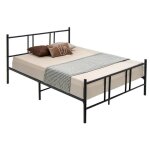 Costway lit double pour adulte - cadre de lit en mtal - 160 x 200 cm - 9 pieds de support - pas de sommier ...
